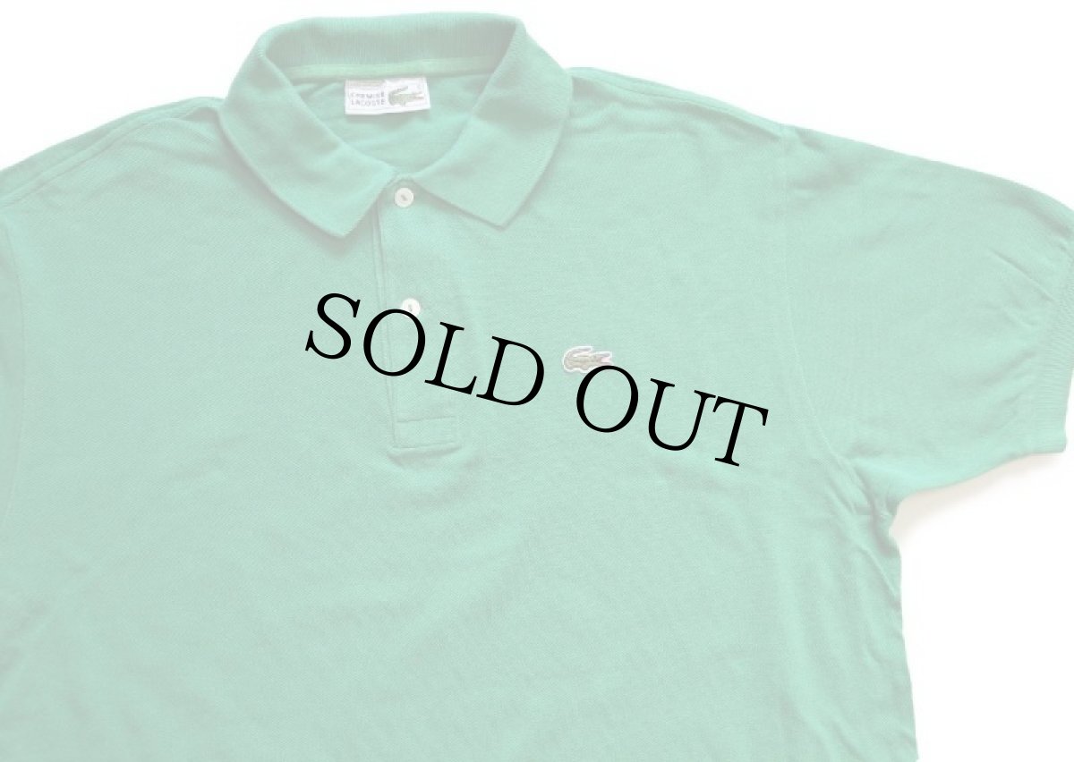画像3: 70s フランス製 CHEMISE LACOSTE ラコステ ワンポイント コットン 鹿の子 ポロシャツ 緑 7★189 (3)
