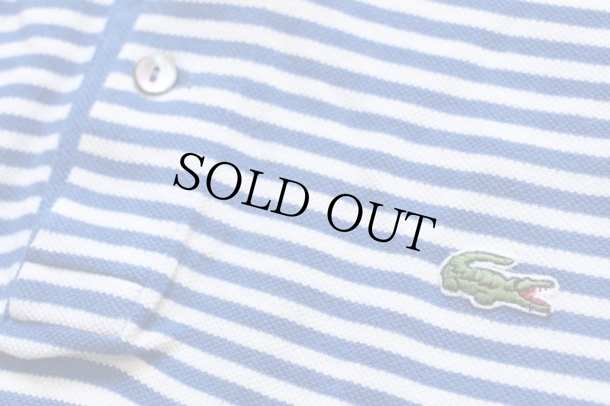 画像5: 70s フランス製 CHEMISE LACOSTE ラコステ ボーダー コットン 鹿の子 ポロシャツ 青×白 3 (5)