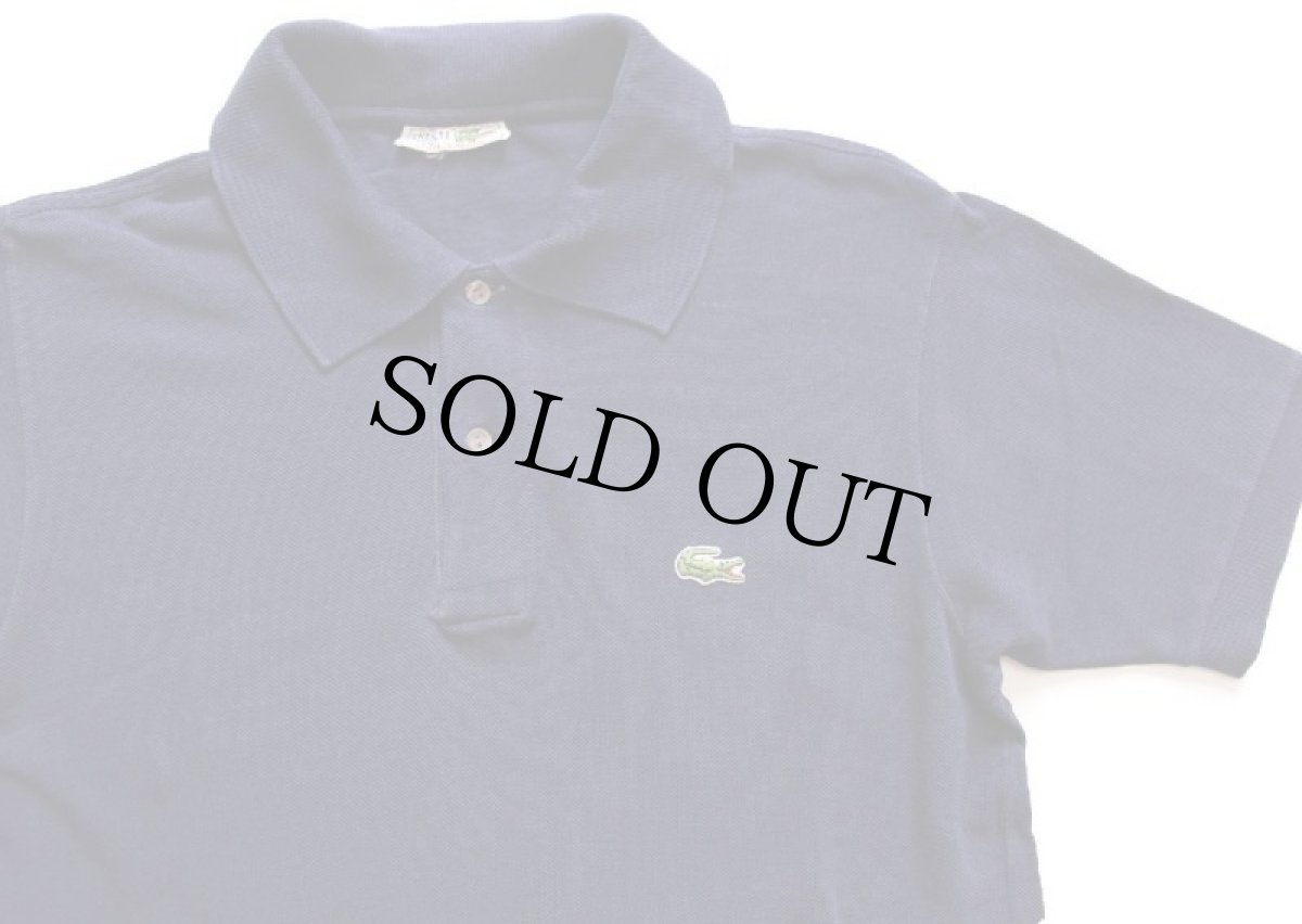 画像3: 70s フランス製 CHEMISE LACOSTE ラコステ ワンポイント コットン 鹿の子 ポロシャツ 紺★148 (3)