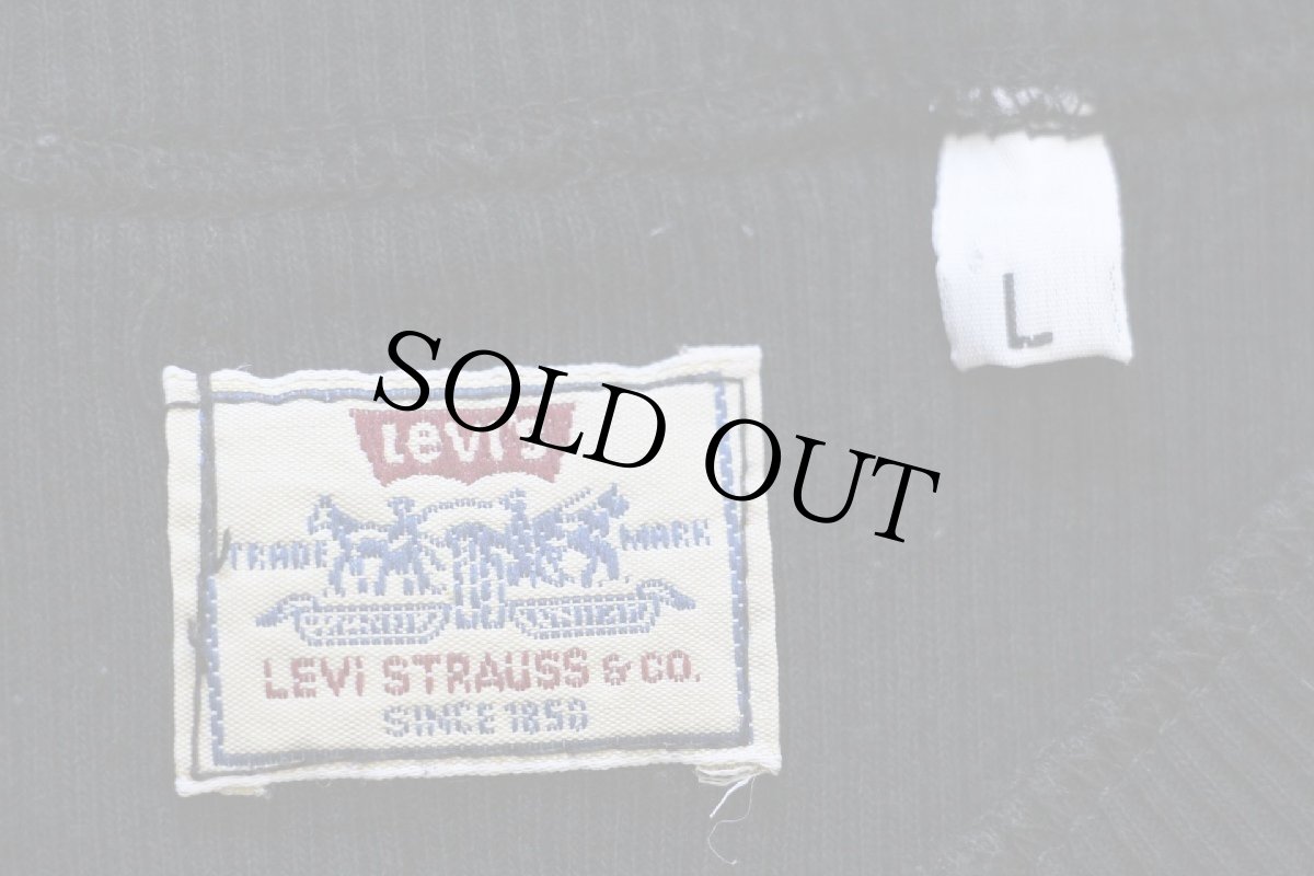 画像4: 90s イタリア製 Levi'sリーバイス ヘンリーネック コットン リブTシャツ 黒 L★ユーロ (4)