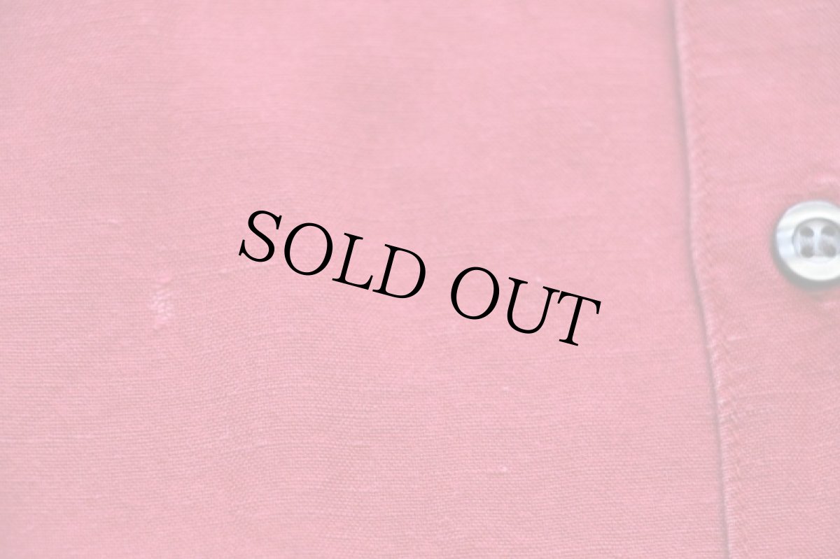 画像6: 90s GAPギャップ 無地 半袖 リネン×レーヨン オープンカラーシャツ 濃赤 フェード (6)