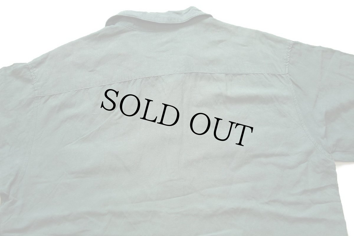 画像5: 90s GAPギャップ 無地 半袖 リネン×レーヨン オープンカラーシャツ 緑 フェード L (5)