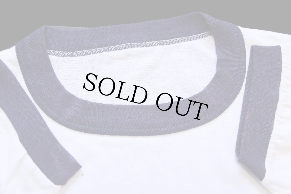 画像6: 80s U.S.NAVY ロゴ ステンシル リンガーTシャツ 白×ナス紺 (6)