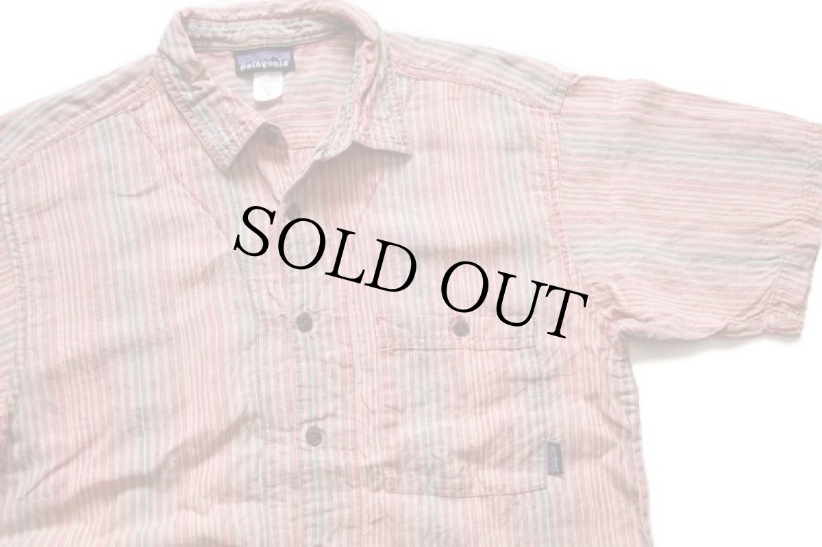 画像3: 00s patagoniaパタゴニア ランダムストライプ 半袖 ヘンプシャツ カスタム M (3)
