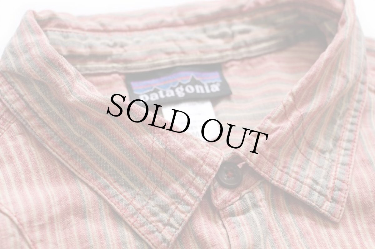 画像4: 00s patagoniaパタゴニア ランダムストライプ 半袖 ヘンプシャツ カスタム M (4)