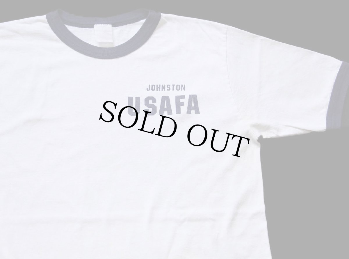 画像1: JOHNSTON USAFA コットン リンガーTシャツ 白×紺 L★U.S.AIR FORCE USAF (1)