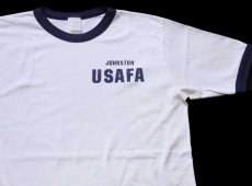 画像1: JOHNSTON USAFA コットン リンガーTシャツ 白×紺 L★U.S.AIR FORCE USAF (1)