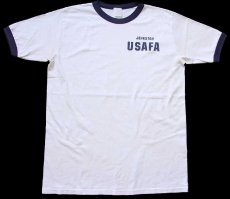 画像2: JOHNSTON USAFA コットン リンガーTシャツ 白×紺 L★U.S.AIR FORCE USAF (2)