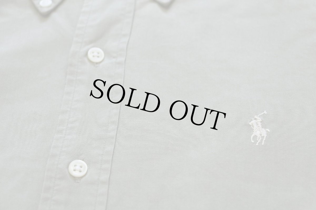 画像5: 00s ラルフローレン CLASSIC FIT ワンポイント ボタンダウン オックスフォード コットン×シルクシャツ グリーングレー S (5)