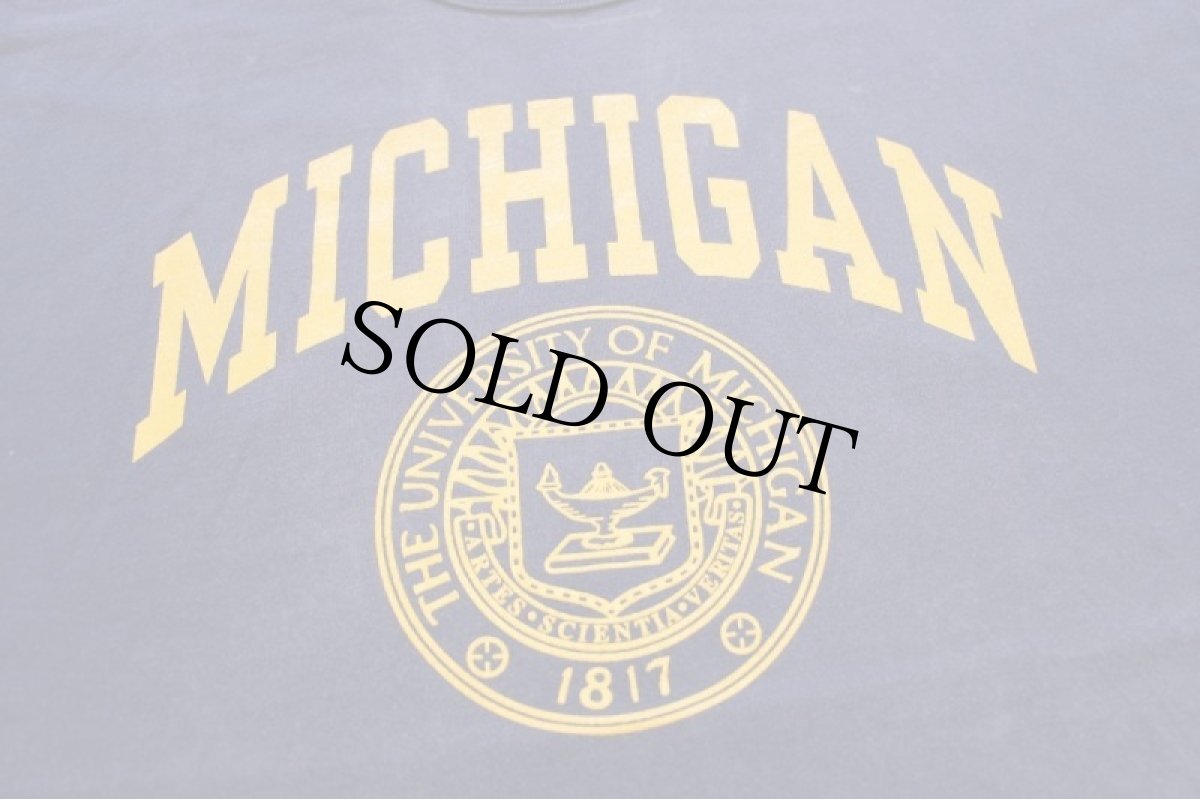 画像4: 80s USA製 RUSSELLラッセル MICHIGAN コットンTシャツ ナス紺 フェード XL (4)