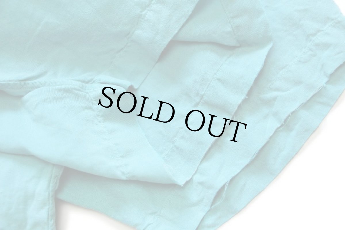 画像6: 00s ラルフローレン ワンポイント ボタンダウン 半袖 リネン×シルクシャツ ターコイズ L (6)