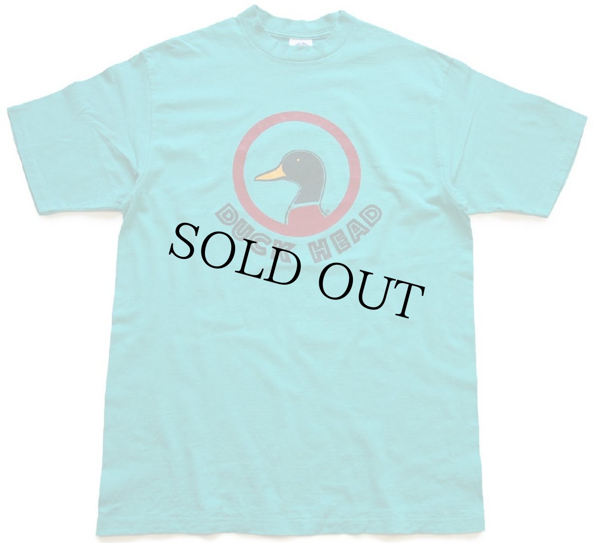 画像2: 90s USA製 DUCK HEAD DUCK TAIL ビッグロゴ 両面プリント コットンTシャツ エメラルドグリーン L (2)