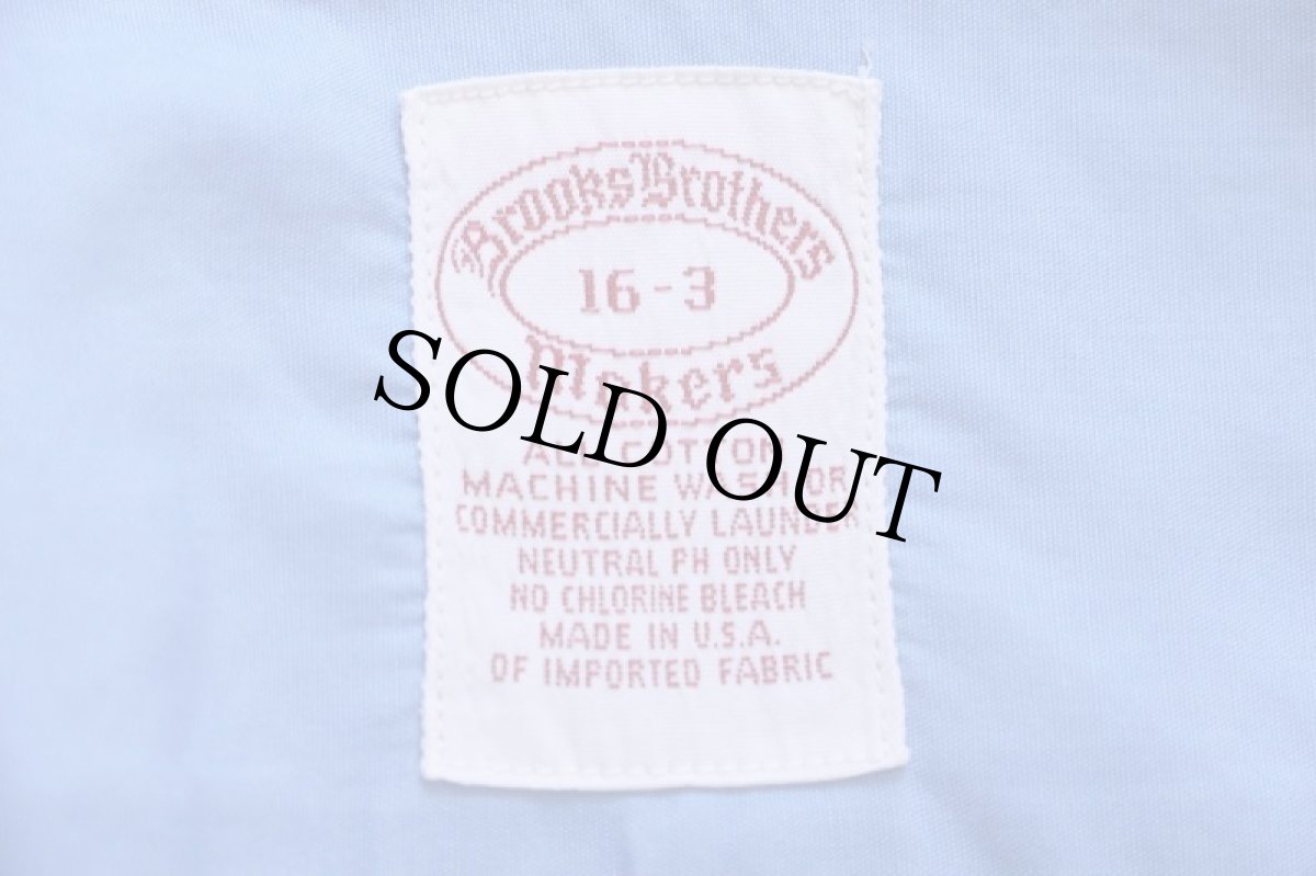 画像4: 90s USA製 Brooks Brothersブルックスブラザーズ Makers 無地 ボタンダウン コットンシャツ スカイブルー16-3 (4)