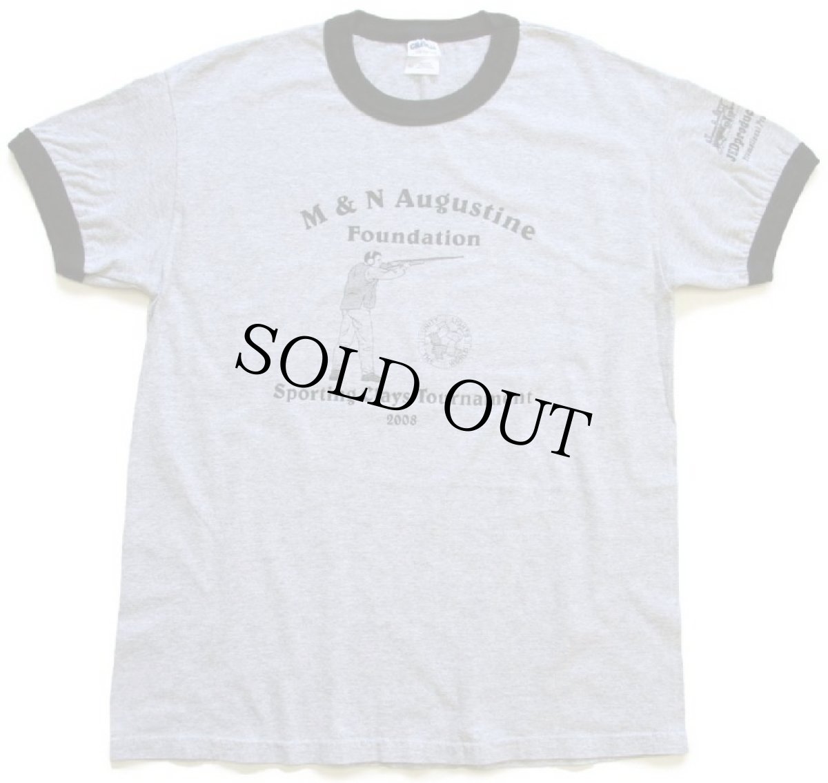 画像2: 00s M&N Augustine Foundation Sporting Clays Tournament リンガーTシャツ 杢グレー×黒 M (2)