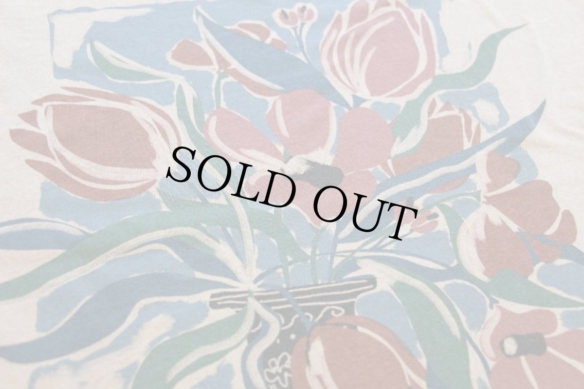 画像4: RECOLTE DANS MON JARDIN チューリップ アート コットンTシャツ 薄茶 フェード (4)