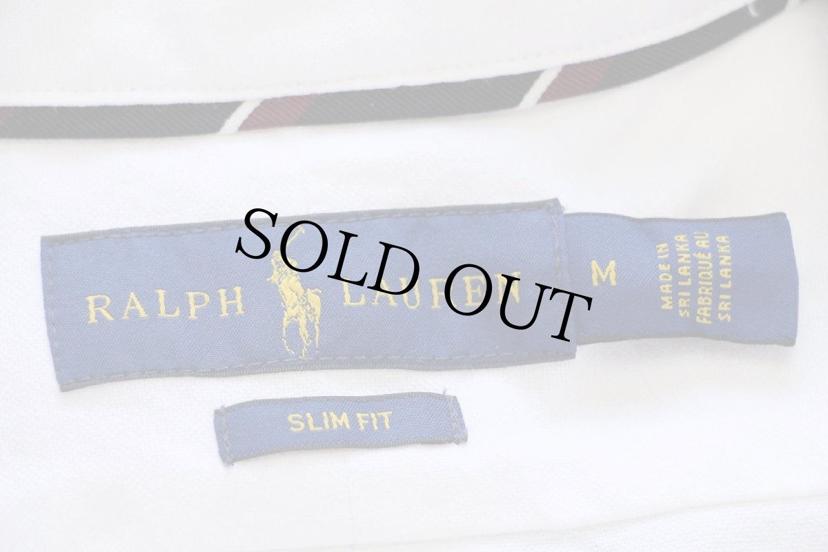 画像4: ラルフローレン スカル クロスボーン刺繍 総柄 ポケット&マチ付き 三点留め ボタンダウン 半袖 オックスフォード コットンシャツ 白 M (4)