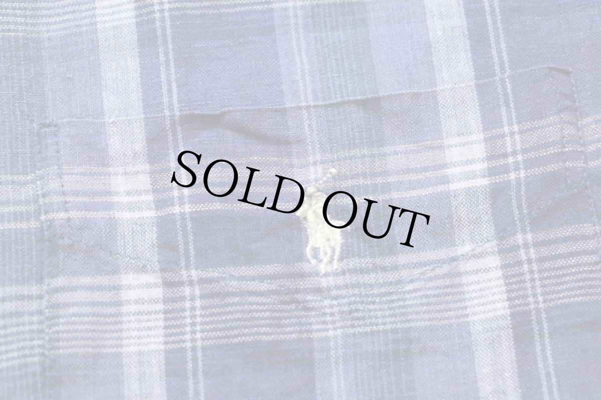 画像5: 90s ラルフローレン MARLOWE マドラスチェック ポケット付き ボタンダウン 半袖 リネン×コットンシャツ L (5)