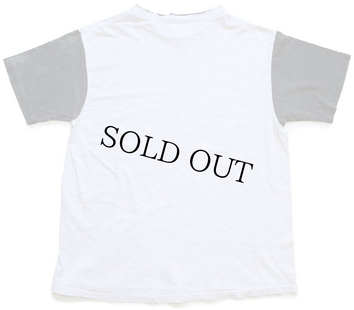 画像3: 90s USA製 無地 ツートン 切り替え レイヤードネック コットンTシャツ ボロ 杢ライトグレー×薄黒 フェード XL (3)