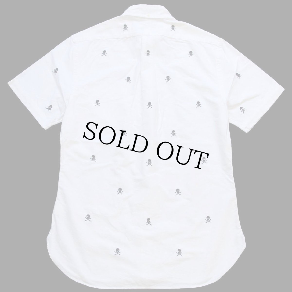 画像2: ラルフローレン スカル クロスボーン刺繍 総柄 ポケット&マチ付き 三点留め ボタンダウン 半袖 オックスフォード コットンシャツ 白 M (2)