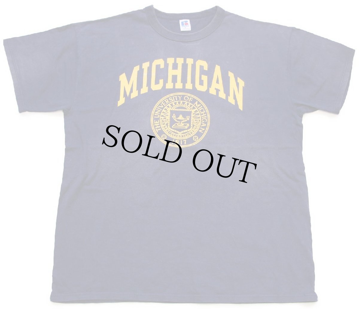 画像2: 80s USA製 RUSSELLラッセル MICHIGAN コットンTシャツ ナス紺 フェード XL (2)