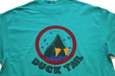画像4: 90s USA製 DUCK HEAD DUCK TAIL ビッグロゴ 両面プリント コットンTシャツ エメラルドグリーン L (4)