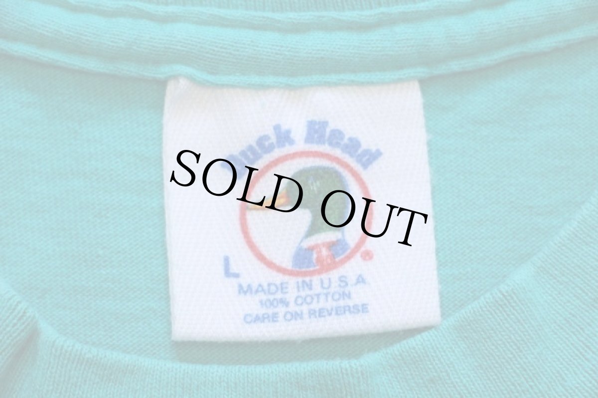 画像5: 90s USA製 DUCK HEAD DUCK TAIL ビッグロゴ 両面プリント コットンTシャツ エメラルドグリーン L (5)