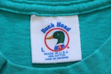画像5: 90s USA製 DUCK HEAD DUCK TAIL ビッグロゴ 両面プリント コットンTシャツ エメラルドグリーン L (5)