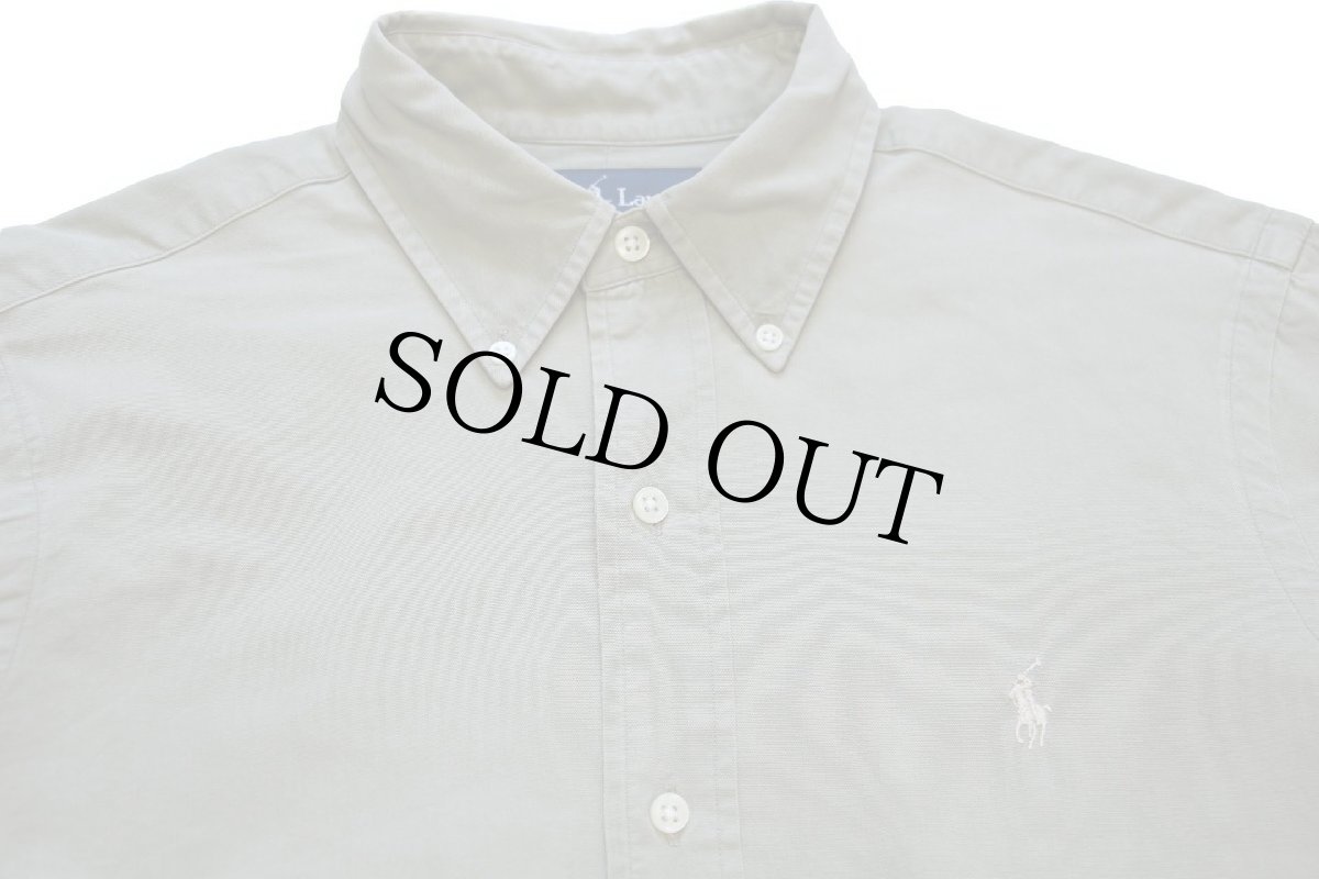 画像3: 00s ラルフローレン CLASSIC FIT ワンポイント ボタンダウン オックスフォード コットン×シルクシャツ グリーングレー S (3)