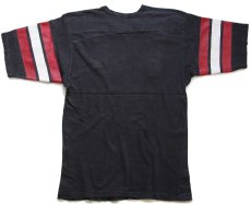 画像3: 80s USA製 OKLAHOMA OUTLAWS Vネック コットン フットボールTシャツ 黒 フェード L (3)