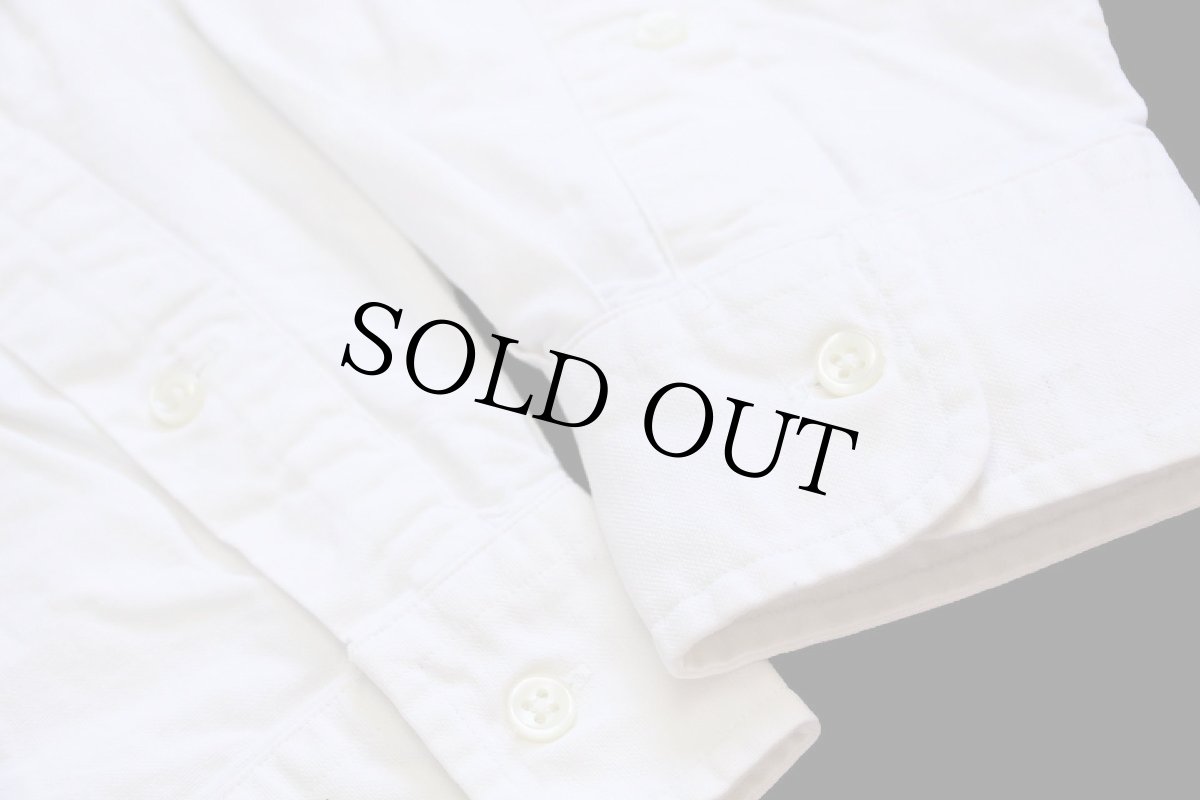 画像6: 00s ラルフローレン CLASSIC FIT ワンポイント マチ付き バンドカラー オックスフォード コットンシャツ 白 M (6)