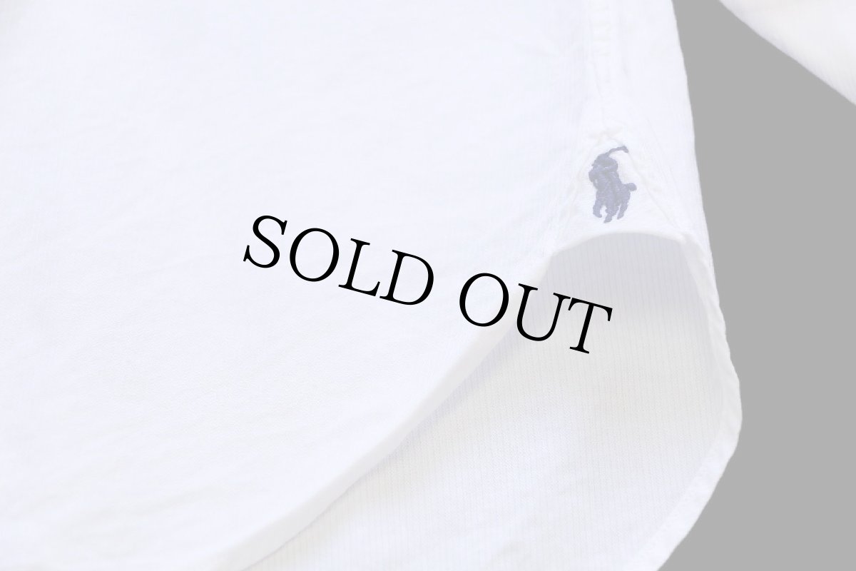 画像5: 00s ポロ ラルフローレン ESTATE 織り柄 ストライプ マチ付き ワイドカラー ダブルカフス コットン ドレスシャツ 白 15.5★46 (5)