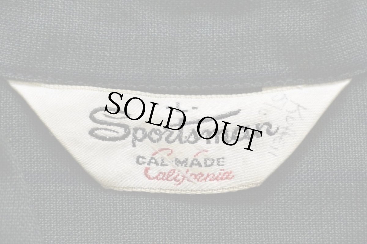 画像4: 50s USA製 Sportsman California ストライプ イタリアンカラー 半袖 レーヨンシャツ 深緑×黒 L (4)