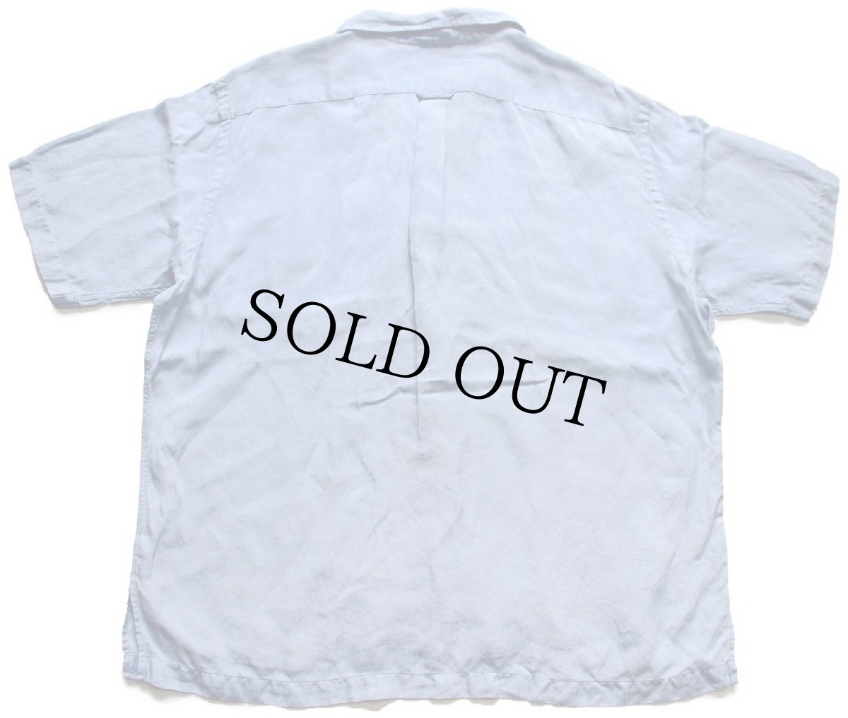 画像2: 90s ポロ ラルフローレン CALDWELL 織り柄 半袖 シルク×リネン オープンカラーシャツ サックス XL (2)