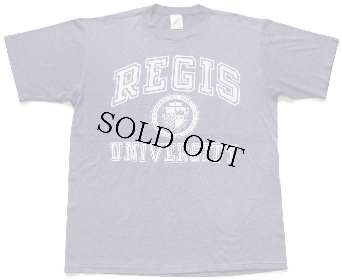 画像2: 80s USA製 REGIS UNIVERSITY ひび割れプリント Tシャツ 杢ナス紺 フェード L (2)