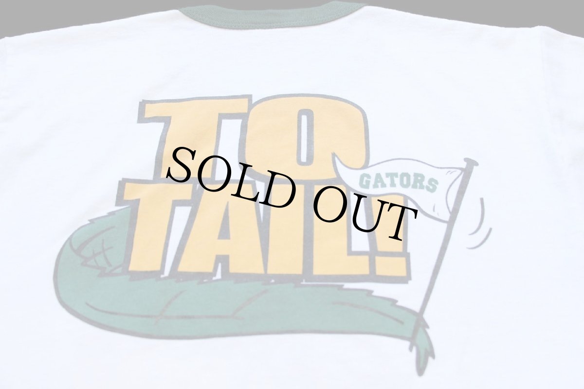 画像4: 00s 100% C.S.H.S. LEADER FROM HEAD... TO TAIL GATORS 両面プリント リンガーTシャツ 白×濃緑 (4)