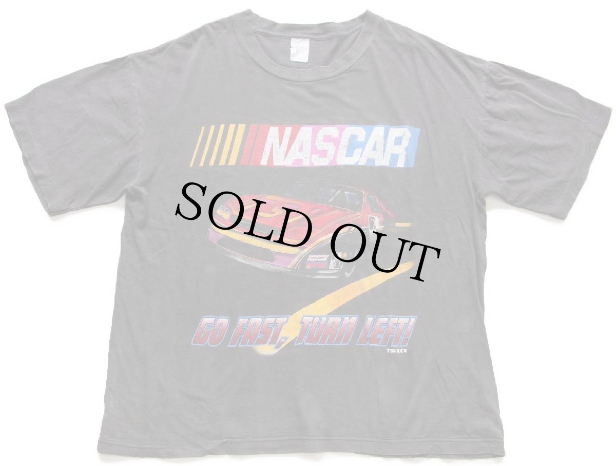 画像2: 90s NASCAR GO FAST,TURN LEFT! コットンTシャツ 黒 フェード (2)