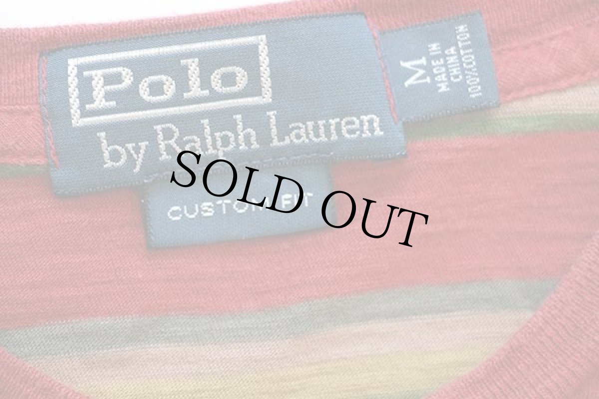 画像4: ポロ ラルフローレン CUSTOM FIT ラグ柄 コットン ポケットTシャツ M (4)