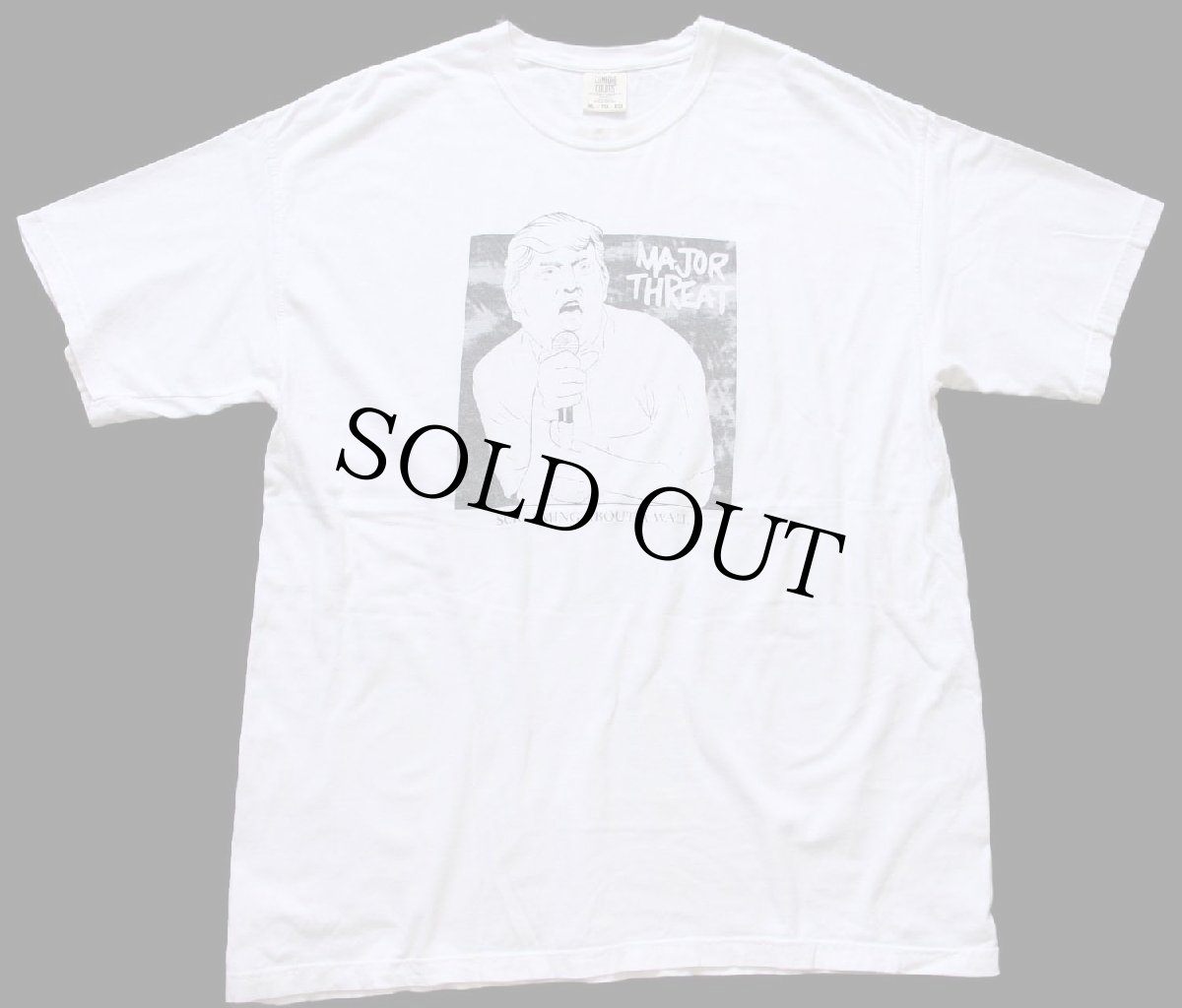 画像2: MAJOR THREAT SCREAMING ABOUT A WALL ドナルド トランプ イラスト コットンTシャツ 白 XL (2)
