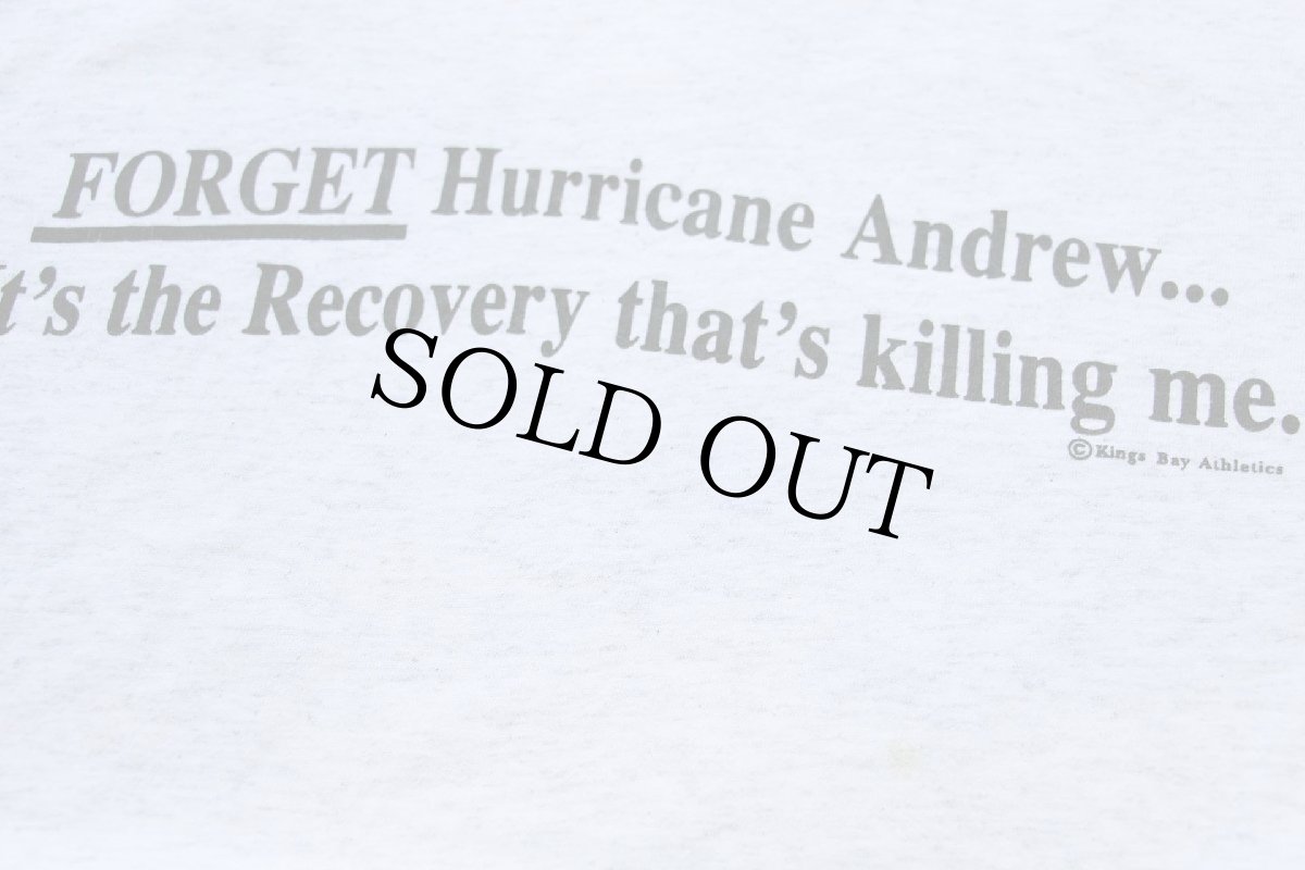 画像5: 90s USA製 FORGET Hurricane Andrew... メッセージ コットンTシャツ 杢ライトグレー XL (5)