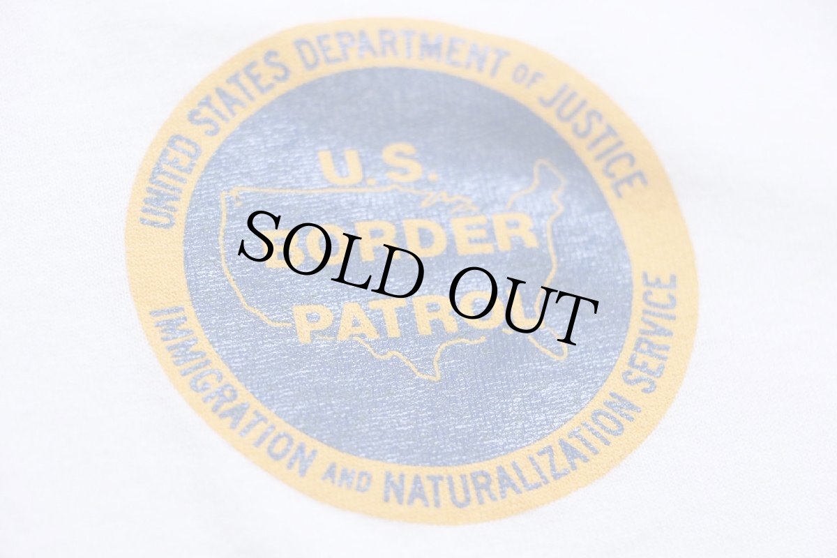 画像5: 90s USA製 U.S.BORDER PATROL リンガーTシャツ 白×紺 L (5)