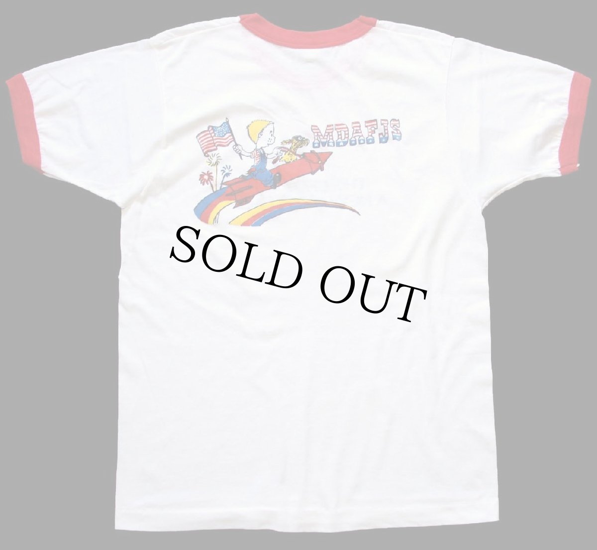 画像3: 80s PEPSIペプシ THE CHOICE OF A NEW GENERATION. MDAFJS 星条旗 両面プリント リンガーTシャツ ダメージ 白×赤 (3)