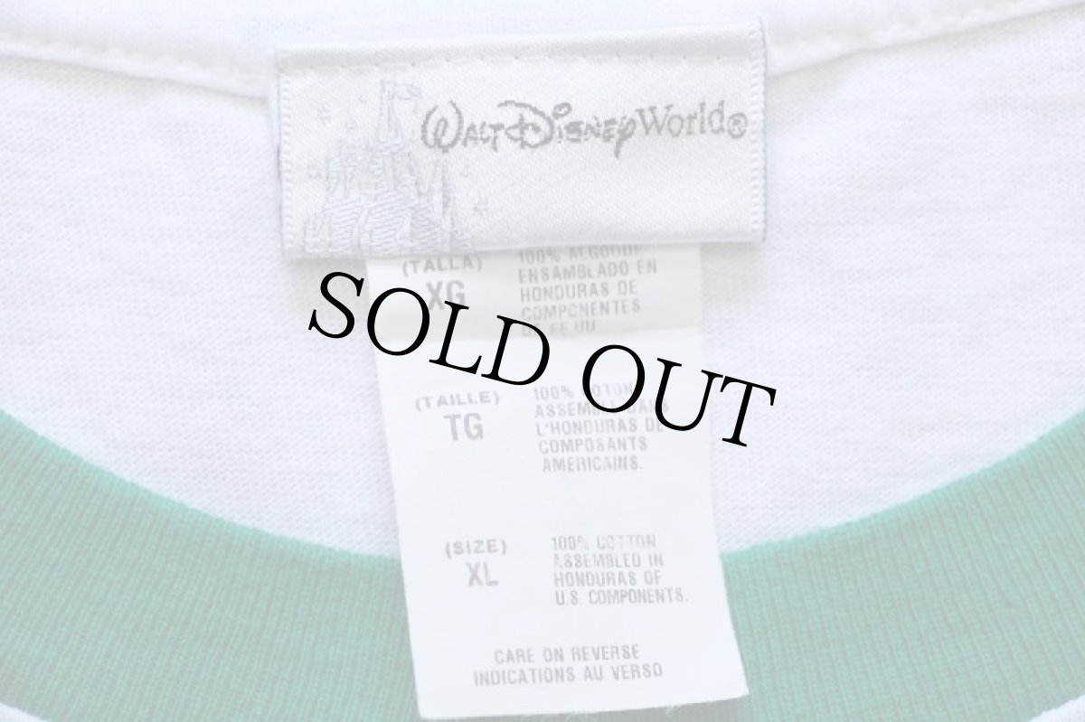 画像6: 00s Walt Disney World ディズニー ミッキー マウス クローバー コットン リンガーTシャツ 白×緑 XL (6)