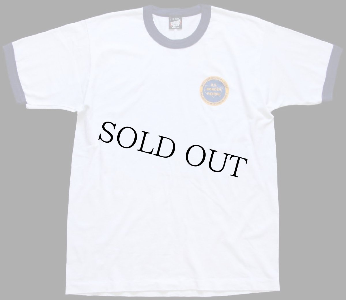 画像2: 90s USA製 U.S.BORDER PATROL リンガーTシャツ 白×紺 L (2)