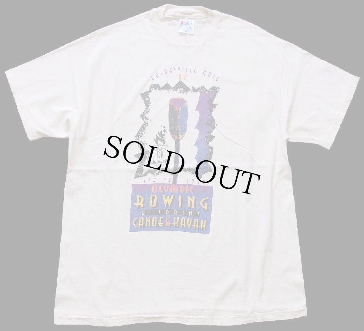 画像2: 90s USA製 Hanes Atlanta 1996 OLYMPICオリンピック ROWING CANOE&KAYAK コットンTシャツ 生成り L (2)