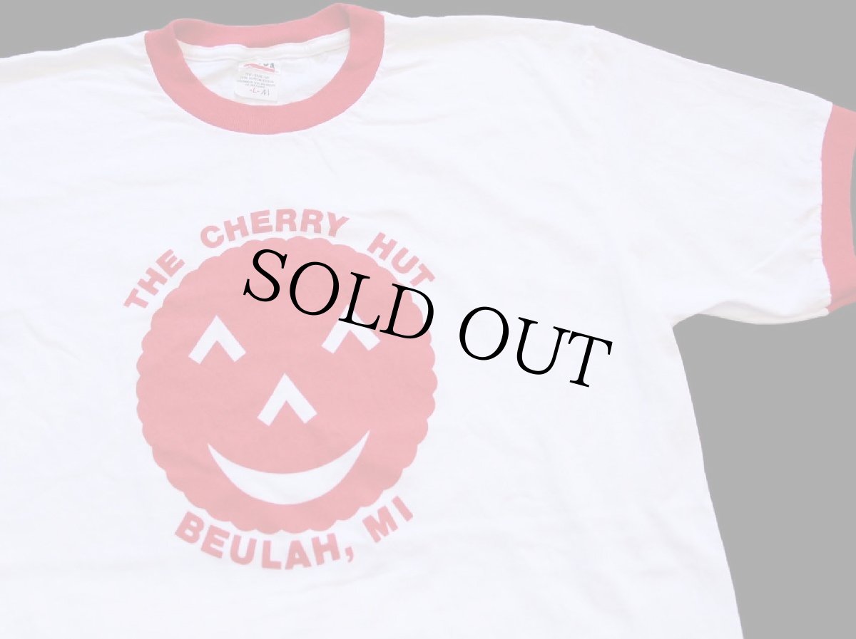画像1: 00s THE CHERRY HUT BEULAH,MI コットン リンガーTシャツ 白×赤 L (1)