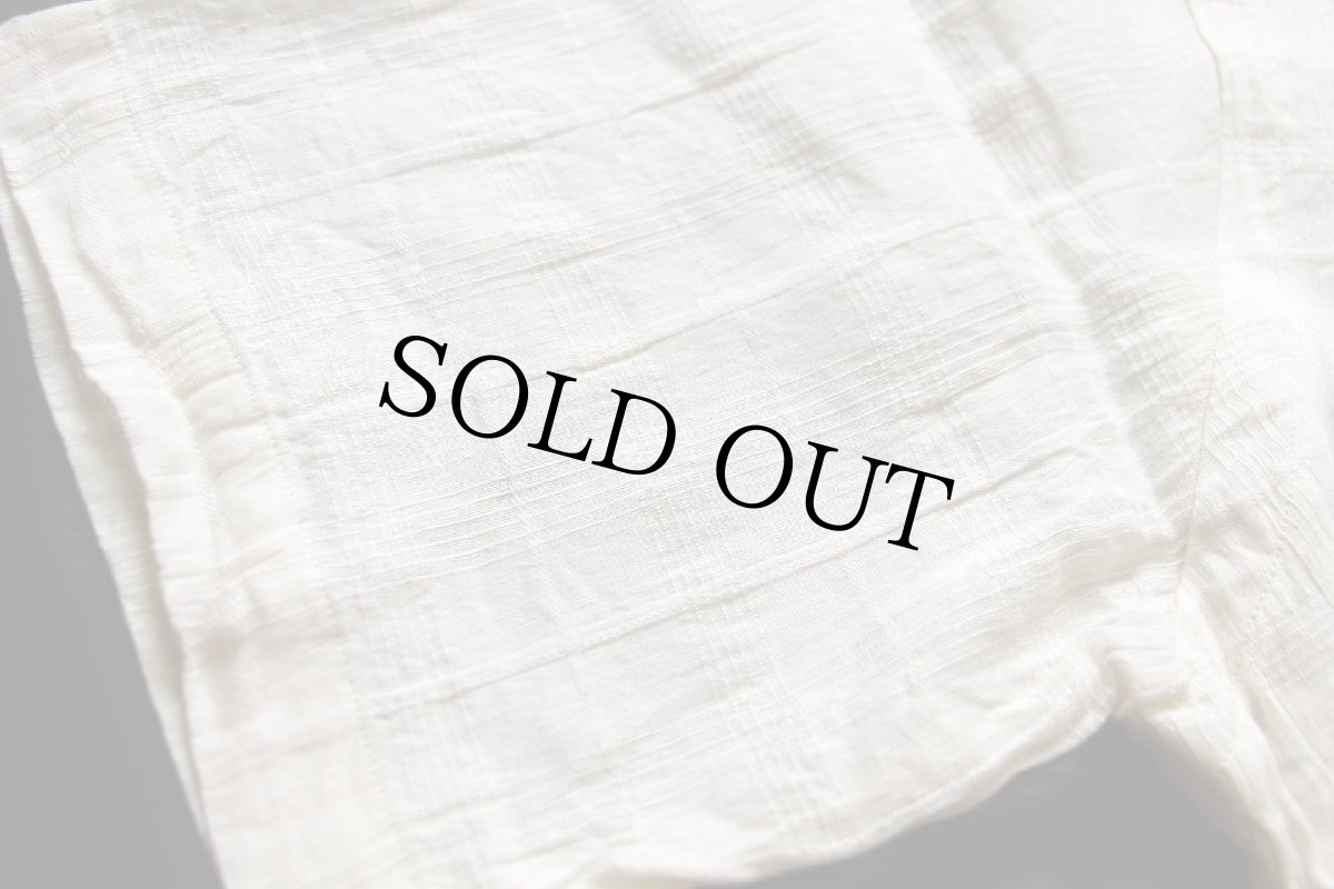 画像7: 90s ポロ ラルフローレン CALDWELL 織り柄 チェック 半袖 リネン×コットン ガーゼ オープンカラーシャツ アイボリー L (7)