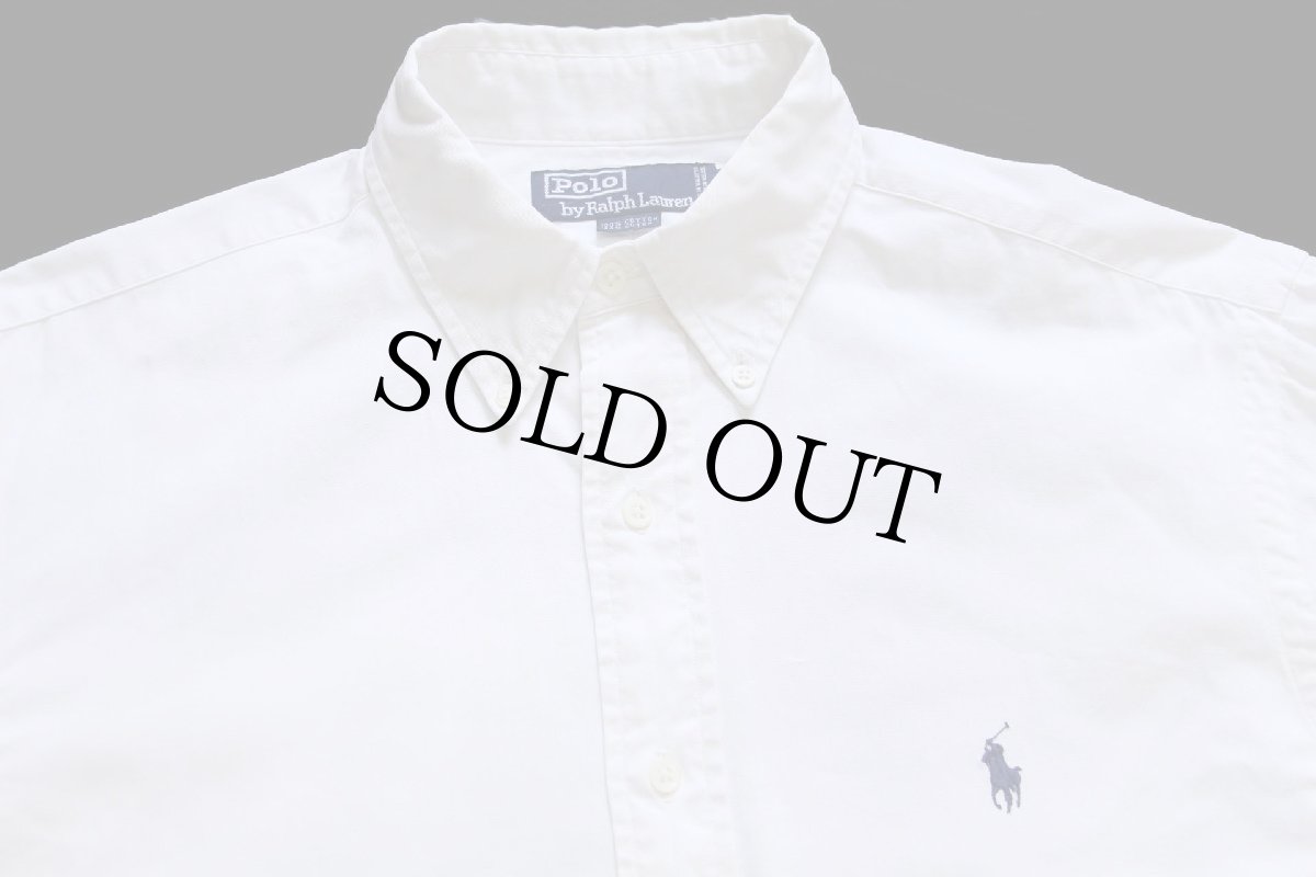 画像3: 90s ポロ ラルフローレン ワンポイント ボタンダウン コットンシャツ 白 L★47 (3)