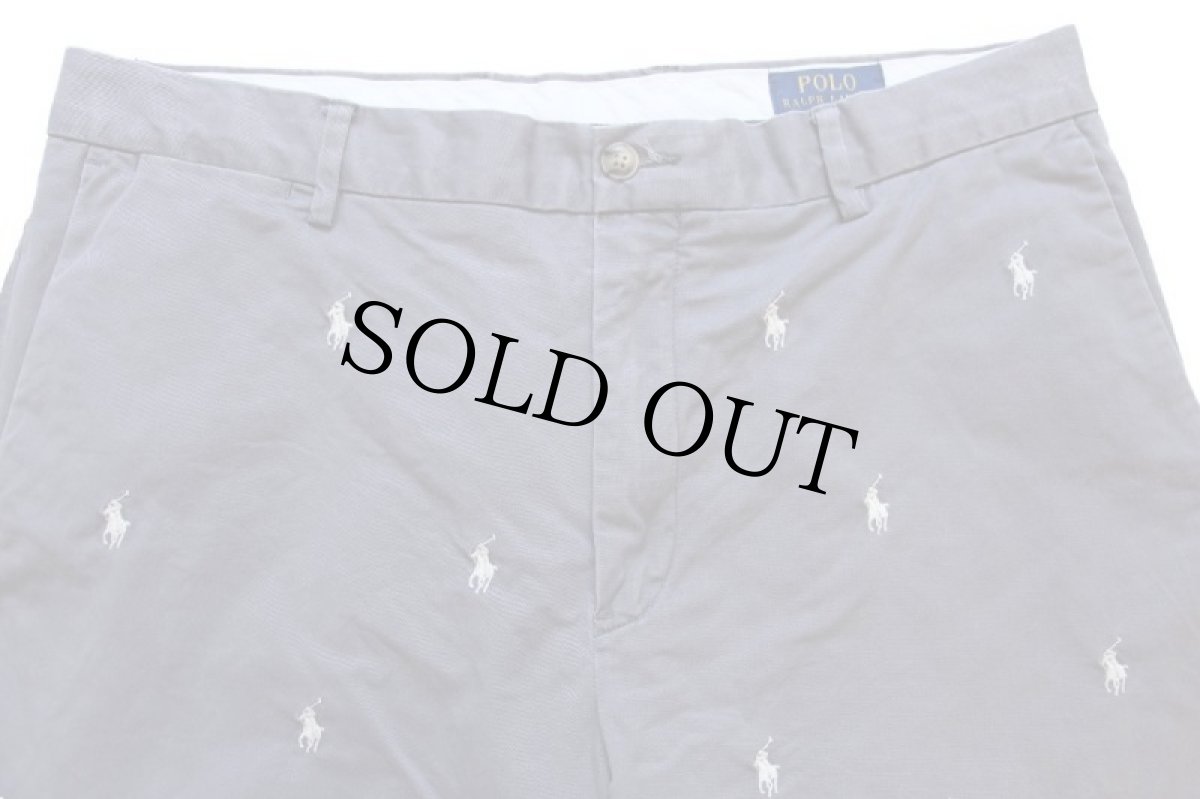 画像3: ポロ ラルフローレン STRETCH CLASSIC FIT ロゴ刺繍 総柄 ストレッチ コットン チノ ショートパンツ グレー 35★ショーツ (3)