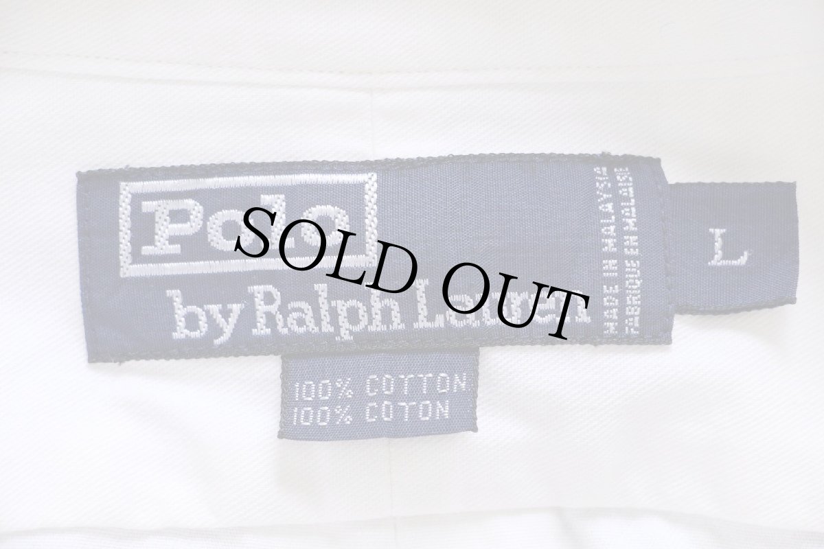 画像4: 90s ポロ ラルフローレン ワンポイント ボタンダウン コットンシャツ 白 L★47 (4)