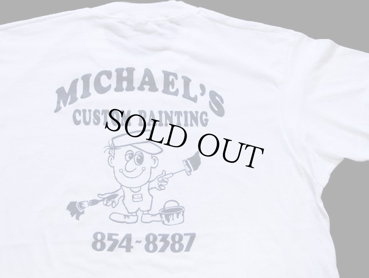 画像1: 80s USA製 MICHAEL'S CUSTOM PAINTING イラスト バックプリント Tシャツ 白 (1)